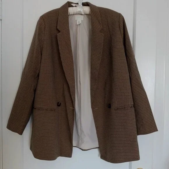 H&M Oversized Check Blazer – Size Small - Picture 1 of 4